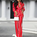 Plus Size 5XL VONDA Women Pants Sets 2024 Matching Sets Vintage Striped Shirt Trouser Casual Two-Piece Sets Office Lady Suits