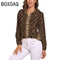 Blue Snakeskin Printed Vintage Blouse Oversize Women's Spring Summer Long Sleeve Lapel  Blouses Fashion OL Female Classic Shirt