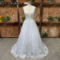 RODDRSYA Spaghetti Straps Glitter Wedding Dress Women V-Neck Applique Backless Boho Vestidos De Novia Sweep Train Customized