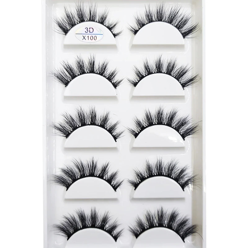 New 5 Pairs Natural 3D False Eyelashes Makeup Mink Eyelash Fake Eye Lashes Faux Cils Make Up Beauty Maquillaje Tools H13 Cat