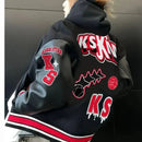 European and American Fashion Letter Embroidered Jackets Unisex Couple Contrasting Color Y2K Hip Hop Loose Leather Jackets Men
