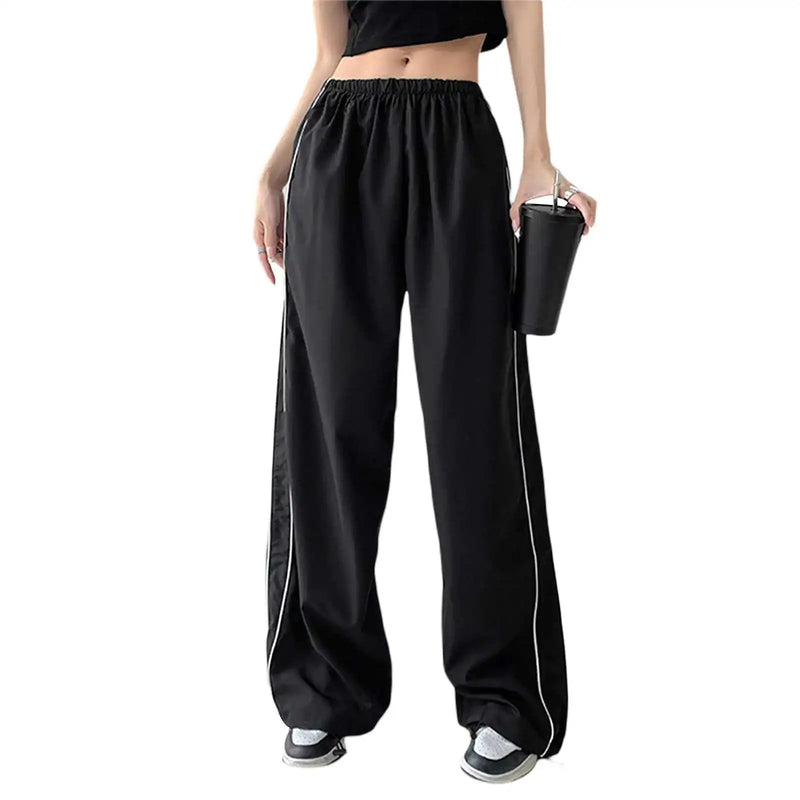 Y2K Baggy Cargo For Women Drawstring Elastic Low Waist Parachute Sweatpants Loose Hippie Pants Trousers