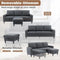 Sectional Sofa with Ottoman Nail-Head Design Linen Right Facing Modern Couches with Cup Holder L Shaped Sectional Sofa
