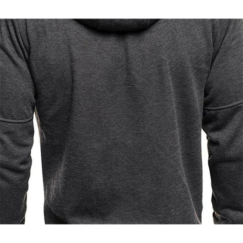 Solid Color Men Hooded Jacket Casual Long Sleeve Hoodie Zipper Gym Sports Hoodie Fashion