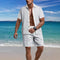 2025 summer men's beach light casual fashion city everything lapel button color shirt short-sleeved shorts set