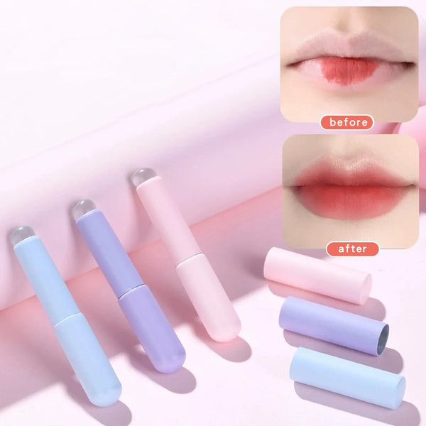 Clear lip brush Elastic silicone soft portable round head lipstick applicator Blender Mini makeup brush natural beauty