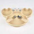 3Pcs/Set Baby Safe Silicone Dining Plate Food Feeding With Spoon Fork Cartoon Children Dishes Prevent Tipping Over And BPA Free