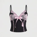 American retro punk aesthetic lace leopard print camisole top sexy slim fit chic hottie crop tops Harajuku Y2K aesthetic Clothes