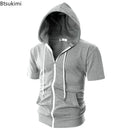 New 2025 Men's Casual Sweatshirts Short Sleeve Hoodies Jacket Solid Slim Zip Man Sport Tops Comfotable Outdoor Clothes for Men