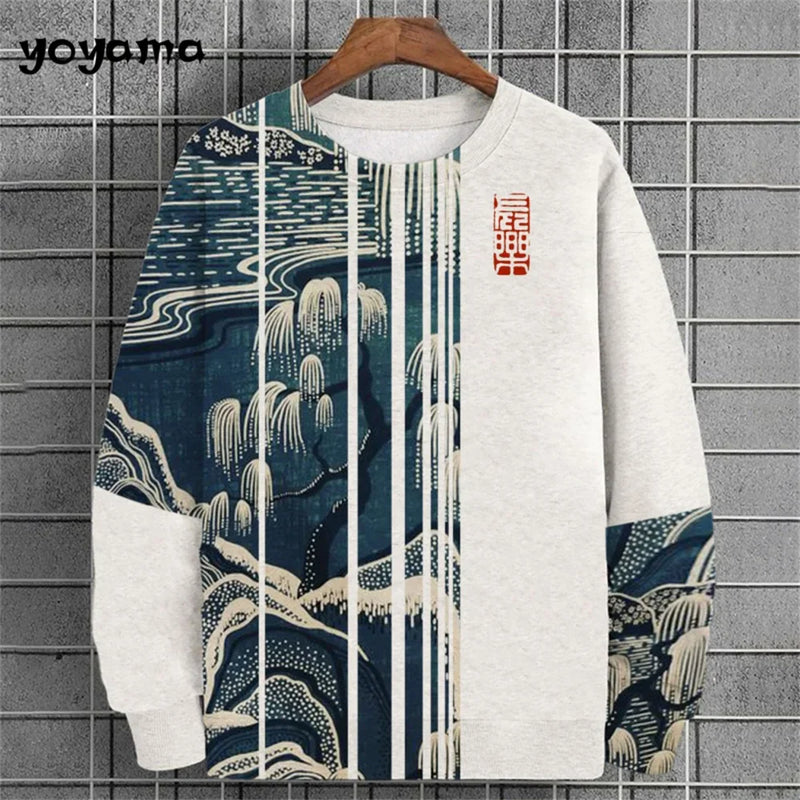 Ukiyo-E Men's Sweatshirt Autumn Oversized Hoodies for Men Long Sleeve T-Shirt Tops Loose Casual New in Hoodies & Sweatshirts Top