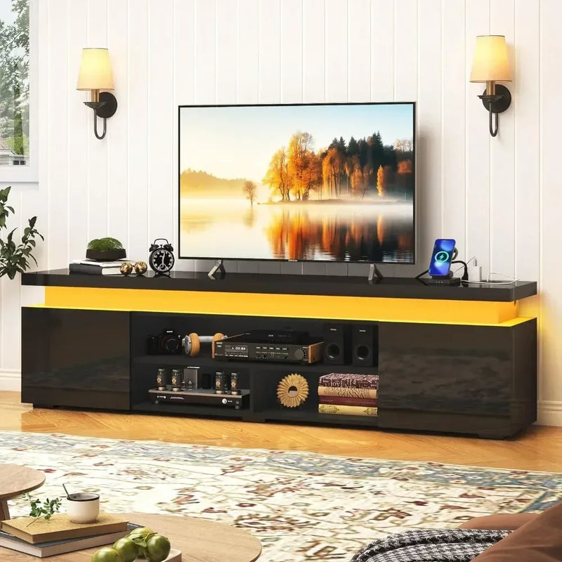 TV Stand, for 85 Inch TV, High Gloss TV Console Entertainment Center, TV Stands
