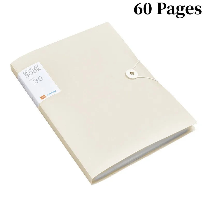 A4 File Folder Display Book 30/60 Pages Transparent Insert Paper Document Organizer Bag Office School Supplies Stationery