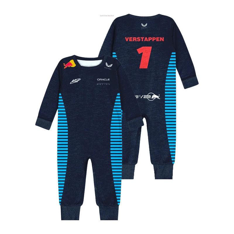 2024 F1 Racing Competition Baby Enthusiast Cycling Jumpsuit Hot Selling MAX VERSTAPPEN Baby Boy Girl Clothing Bull Crawling Suit
