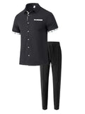 Summer new men's short-sleeved long pants suit 2025 sport and casual men's style for teenagers two-piece set