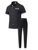 Summer new men's short-sleeved long pants suit 2025 sport and casual men's style for teenagers two-piece set