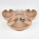 3Pcs/Set Baby Safe Silicone Dining Plate Food Feeding With Spoon Fork Cartoon Children Dishes Prevent Tipping Over And BPA Free