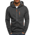 Solid Color Men Hooded Jacket Casual Long Sleeve Hoodie Zipper Gym Sports Hoodie Fashion