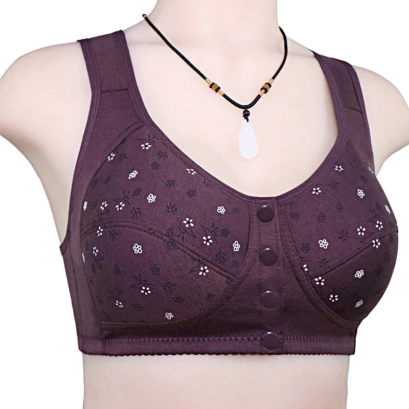 Comfortable Cotton Bras For Women Wireless Bra Front Closure Underwear Soft Lingerie Large Bust