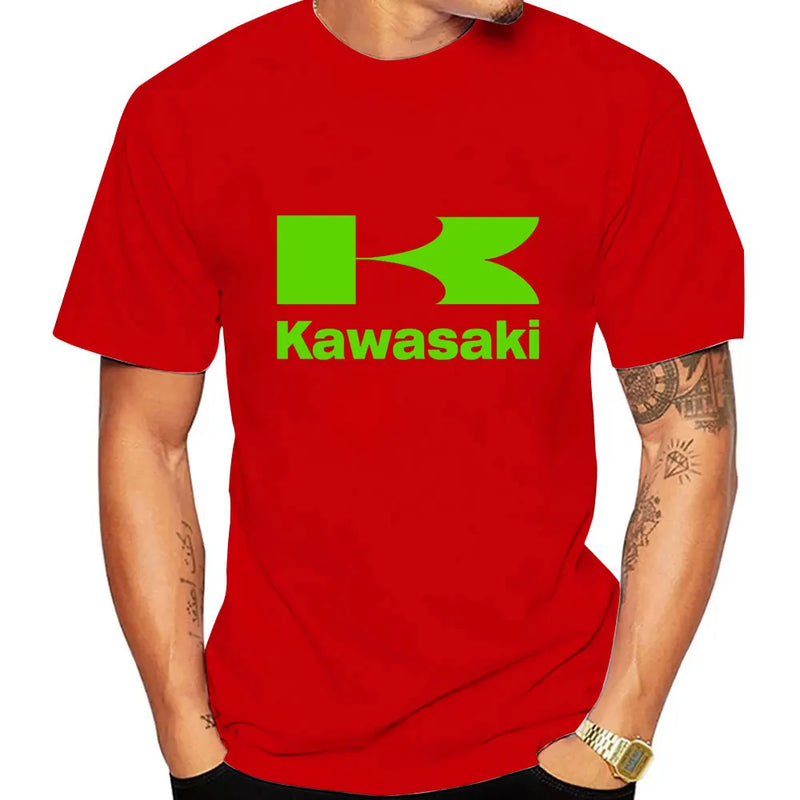Kawasaki Logo Motorcycle Men Summer T-shirt 100% Cotton Women Tee Shirts 2024 New Fashion Short Sleeve Sport Male Clothing Tops