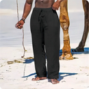 Men's Beach Solid Color Pants Joggers Streetwear Cotton Linen Sweatpants Casual Pants Hawaiian Vacation Loose Summer Long S-4XL