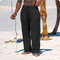 Men's Beach Solid Color Pants Joggers Streetwear Cotton Linen Sweatpants Casual Pants Hawaiian Vacation Loose Summer Long S-4XL