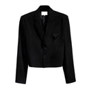 Men's Short And Niche Design Small Suit Autumn New Youth Korean Fashion Trend Cutting Layer Clear Black Ruffian Handsome Top