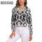 Blue Snakeskin Printed Vintage Blouse Oversize Women's Spring Summer Long Sleeve Lapel  Blouses Fashion OL Female Classic Shirt