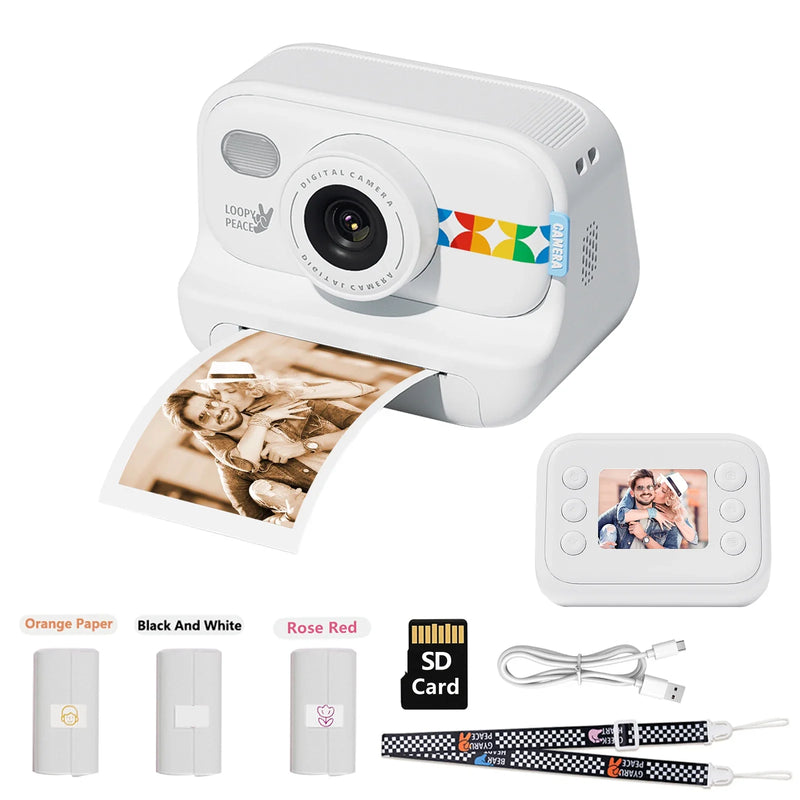 Color Instant Print Camera for kids, Christmas Birthday Gifts for Girls Boys, HD Digital Video Cameras No Ink Thermal Paper