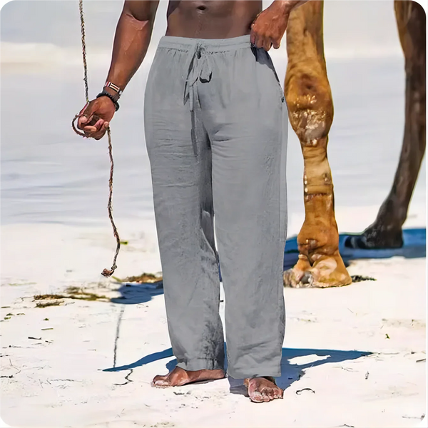 Men's Beach Solid Color Pants Joggers Streetwear Cotton Linen Sweatpants Casual Pants Hawaiian Vacation Loose Summer Long S-4XL