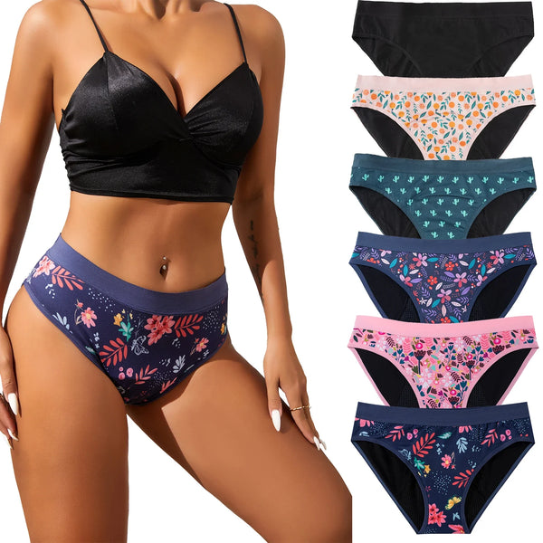1pcs Girls Children Cotton Menstrual Panties For Teenager Printing Fabric Underwear 4-Layer Medium Flow Absorption Ladies Briefs