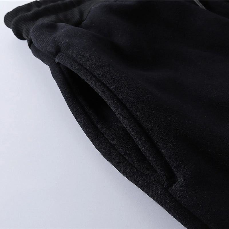 Men's Black Sport Casual Sweatpants 2024 Autumn Winter Warm Fleece Lined Ankle-Banded Trouser With Pocket Plus SIze Baggy Pants