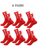 6 pairs of football socks, men's and women's mid length anti slip training socks, thickened professional sports socks