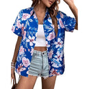 New Women's Short Sleeve T-shirts Fashionable 3d Floral Printed Casual Hawaii Style Basic Tops Lapel Short Sleeve Shirt Summer