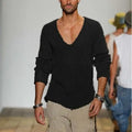 Oversized Loose Knitted Thin Sweaters for Men Fashion V-neck Long Sleeved Casual Knit Pullover Tops Men's Versatile Sweater Tops