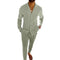 All Match Men's Tracksuit Fashion Solid 2024 Two Piece Slim Suit Autumn New Long Sleeve Button Shirts Top&Drawstring Pants Set