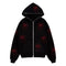 Fashion Mens Streetwear Hot Drilling Cross Hoodies Vintage Oodie Black Skeleton Hoodie Oversized Full Zip Hooded Sweatshirt