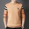 Autumn and Winter Men's Sweater Knitted Pullover New Soft Warm Striped Checker Round Neck Sweater Casual Fashion Men Clothing