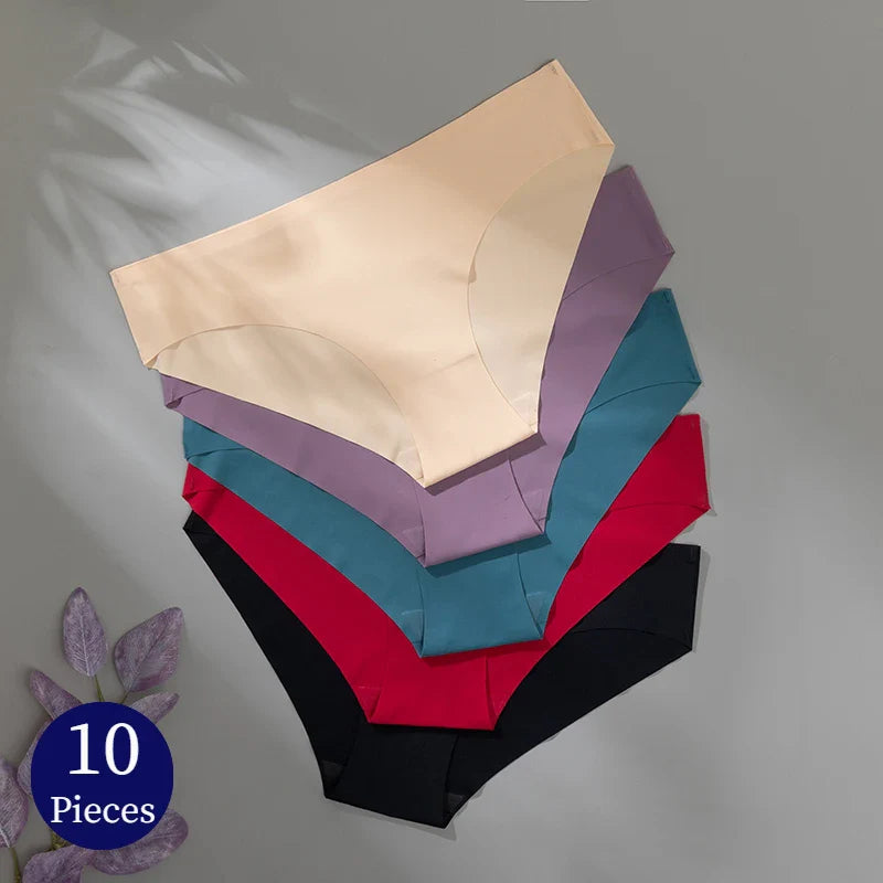 BZEL 10PCS/Set Seamless Women's Panties Silk Satin Underwear Health Comfort Lingerie Sport Breathable Briefs Underpants Hot Sale