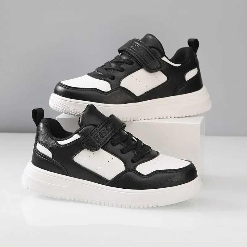 Waterproof Eva Outsole Children's White Sneakers Boys Small White Shoes School Campus Shoes Leather Surface Children's