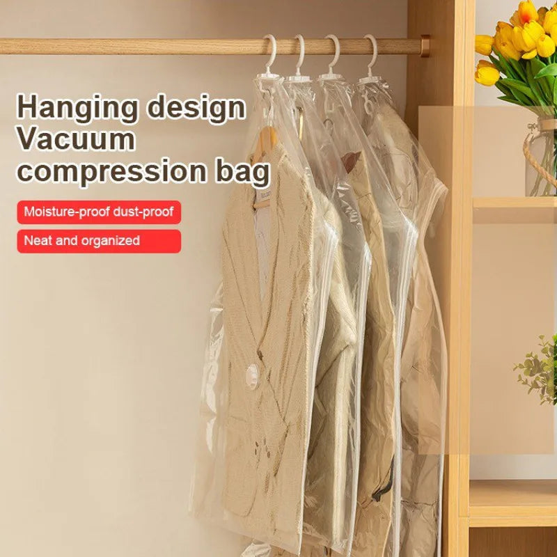 5 large protection household side pull hanging vacuum compression bag transparent hanging down jacket clothes dust storage bag