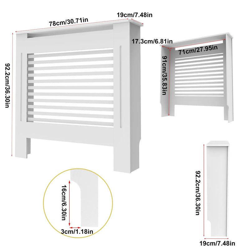 S M L XL Extra Tall 92CM Radiator Cover MDF Cabinet Grill Shelf Fence Panel Barrier