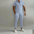 2024 Spring and summer menswear slim trend youth leisure sports polo suit, zipper pullover jacket drawstring trousers monochrome