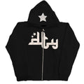 Star Letter Print Hoodies Men's Vintage Zipper Long Sleeve Loose Sweater Coat Harajuku Casual Hooded Sweatshirt Y2K Street Wear