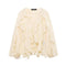 TFMLN Sexy Women Translucent Ruffles Blouses 2025 New Fashion V-neck Single Breasted Tierred Causal Tops Beach Style Solid Shirt