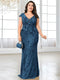 XUIBOL Plus Size  Elegant Sequin Evening Dress Long 2024 Women Mermaid Formal Deep V-neck Prom Luxury Wedding Party Dresses