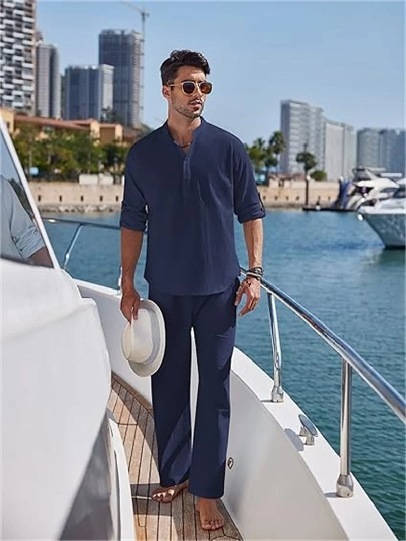 Autumn New Hot Selling Men's High-End Luxury Solid Color Business Leisure Tiki Stand Collar Button Trend Men's Suit