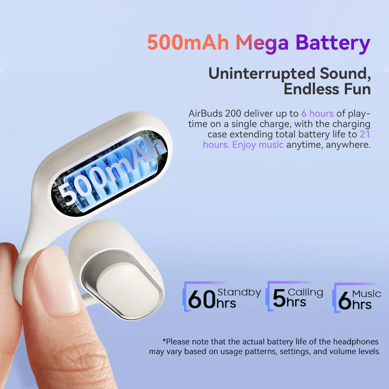 Blackview Airbuds 200 Headset Open-Ear Wireless Headphones Touch Control Sports Air Conduction Bass ENC Earphones 500mAh IP68