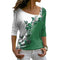 Women Autumn Top Flower Print Contrast Color Long Sleeves V Neck Pullover Warm Soft Floral Pattern Lady T-shirt Female Clothes