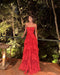 Sansa Strapless A-Line Lace Prom Dress Detachable Shawl  Customized Party Dress Floor-Length Zip Evening Dresses