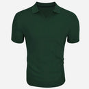 Men Turn Down Collar Short Sleeve Slim T-shirts Summer Male Solid Knitted Tee Tops LXDZ-KJ-P6-V